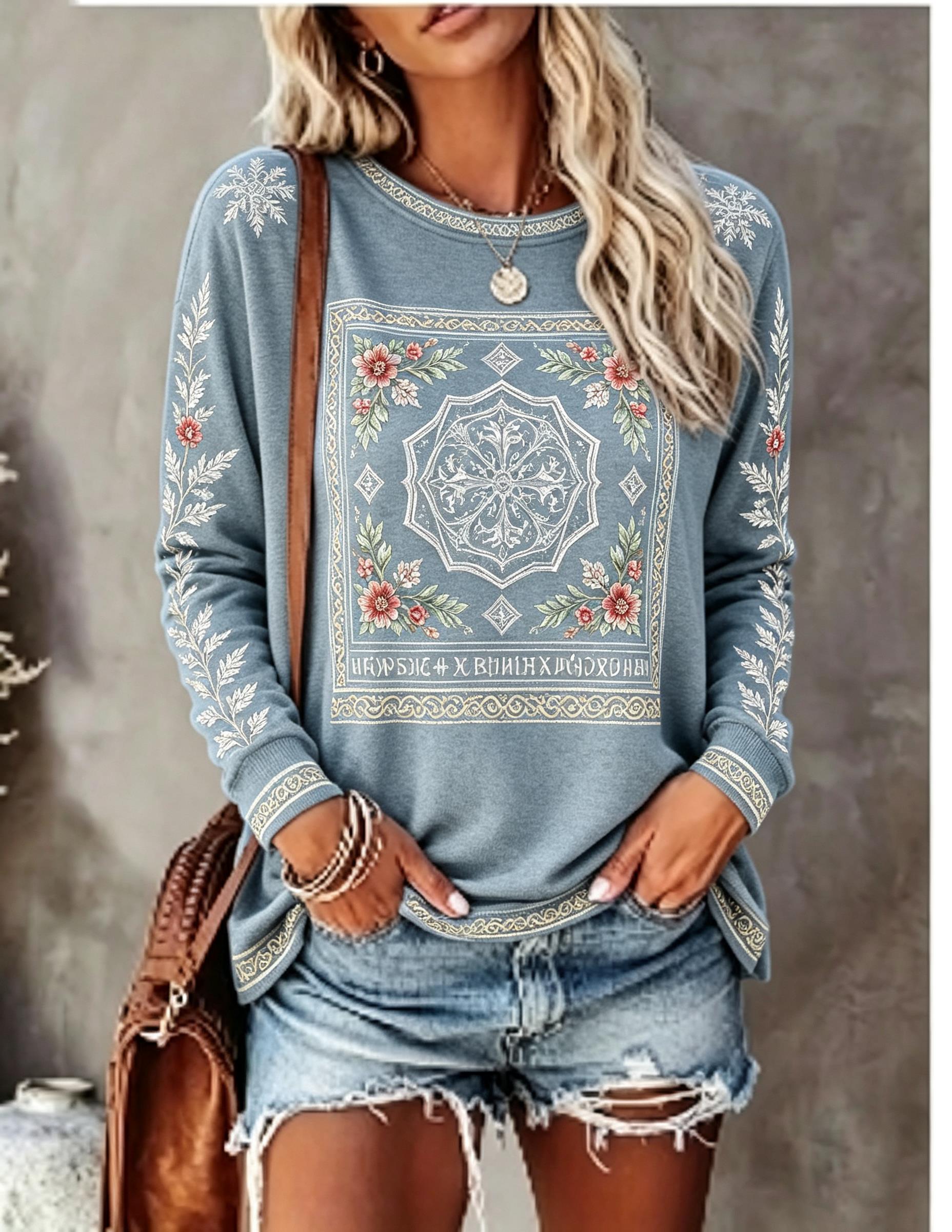 Dames T-shirt met ronde hals e - Wallpaper recensie en prijs